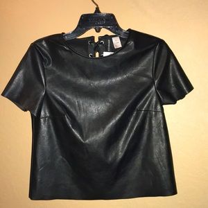 H&M Divided Black Leather Top